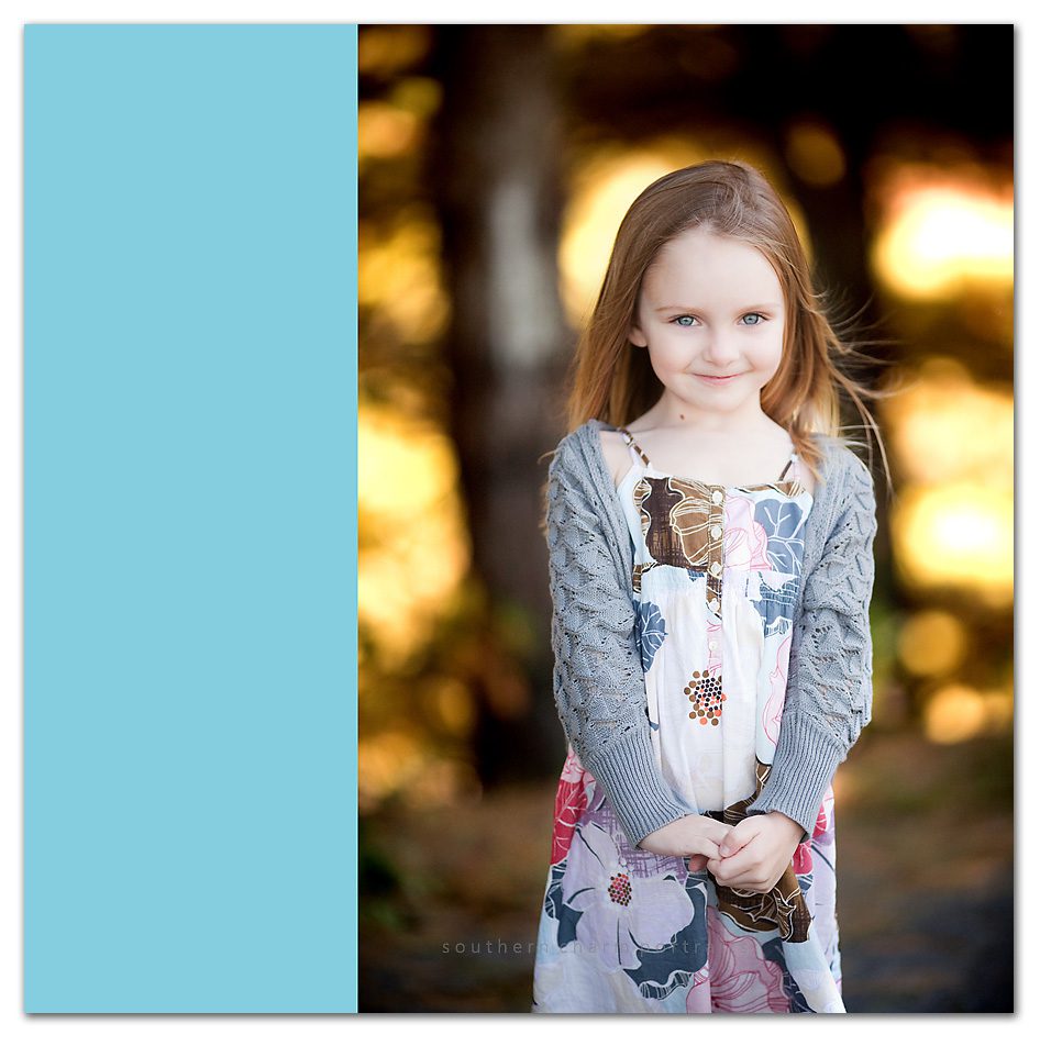 lovely fall color sweet daughter with sky blue eyes wearing baby gap sun dress with sweater