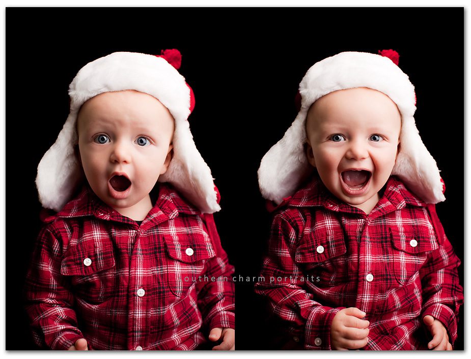 this baby just saw mommy kissing santa claus!